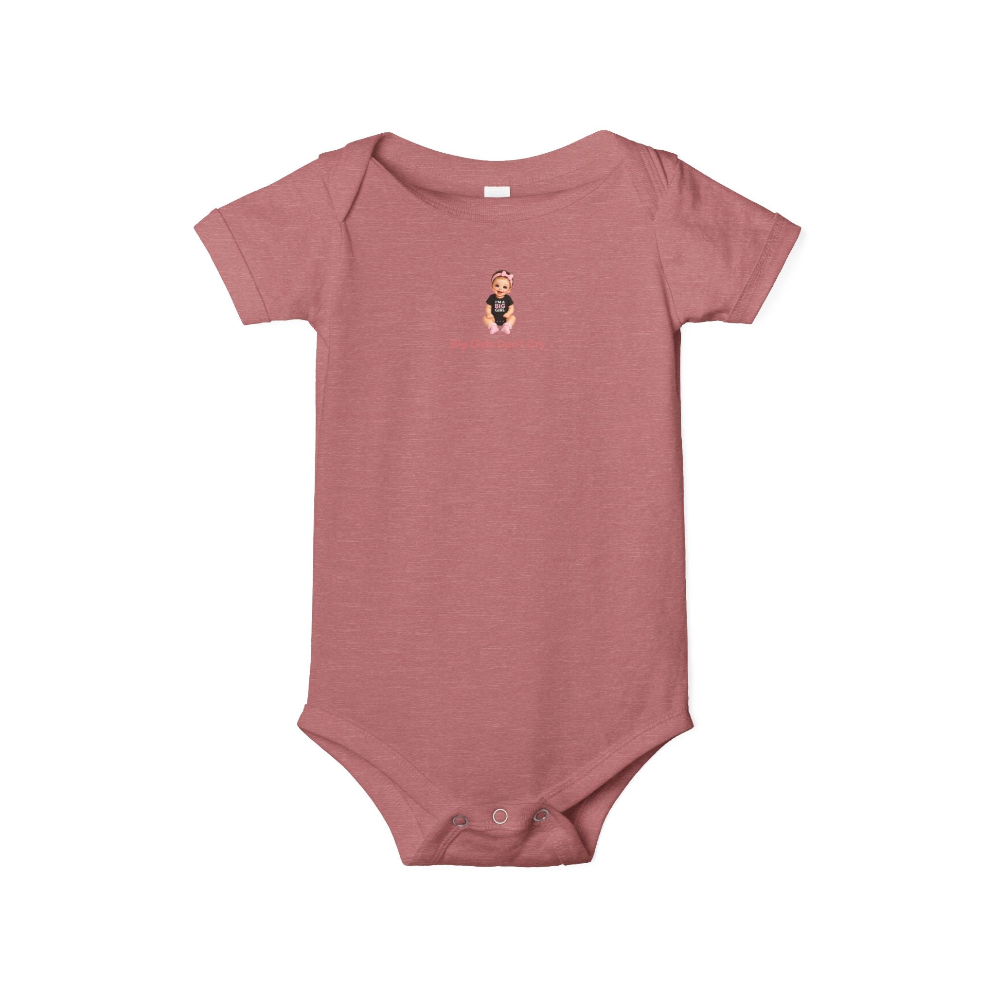 Baby One-Piece Bodysuit — Cute Cartoon Baby with "Big Girls Don't Cry" Text