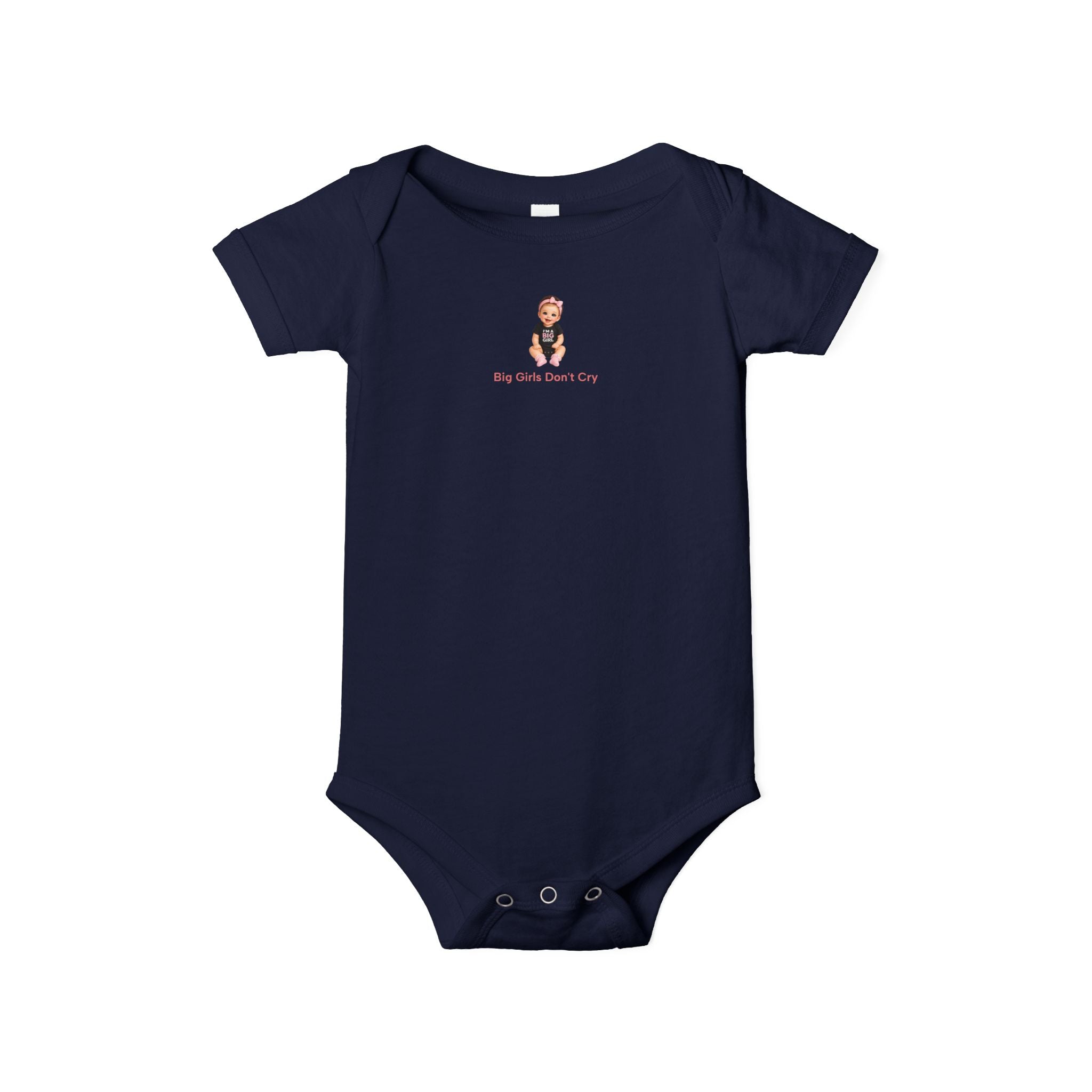 Baby One-Piece Bodysuit — Cute Cartoon Baby with "Big Girls Don't Cry" Text