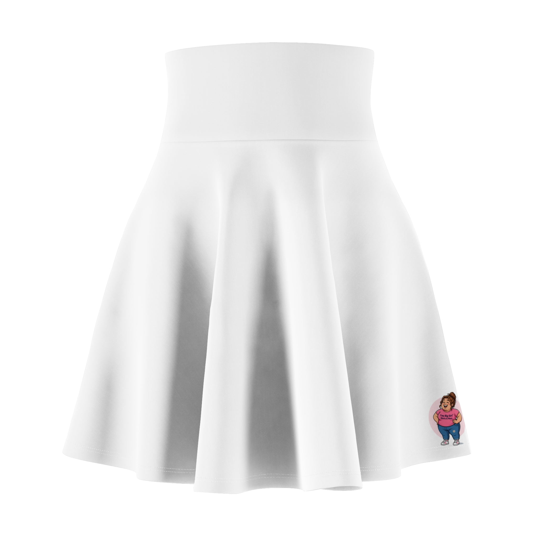 Cute Curvy Girl Graphic Skater Skirt — Playful Casual AOP Fashion