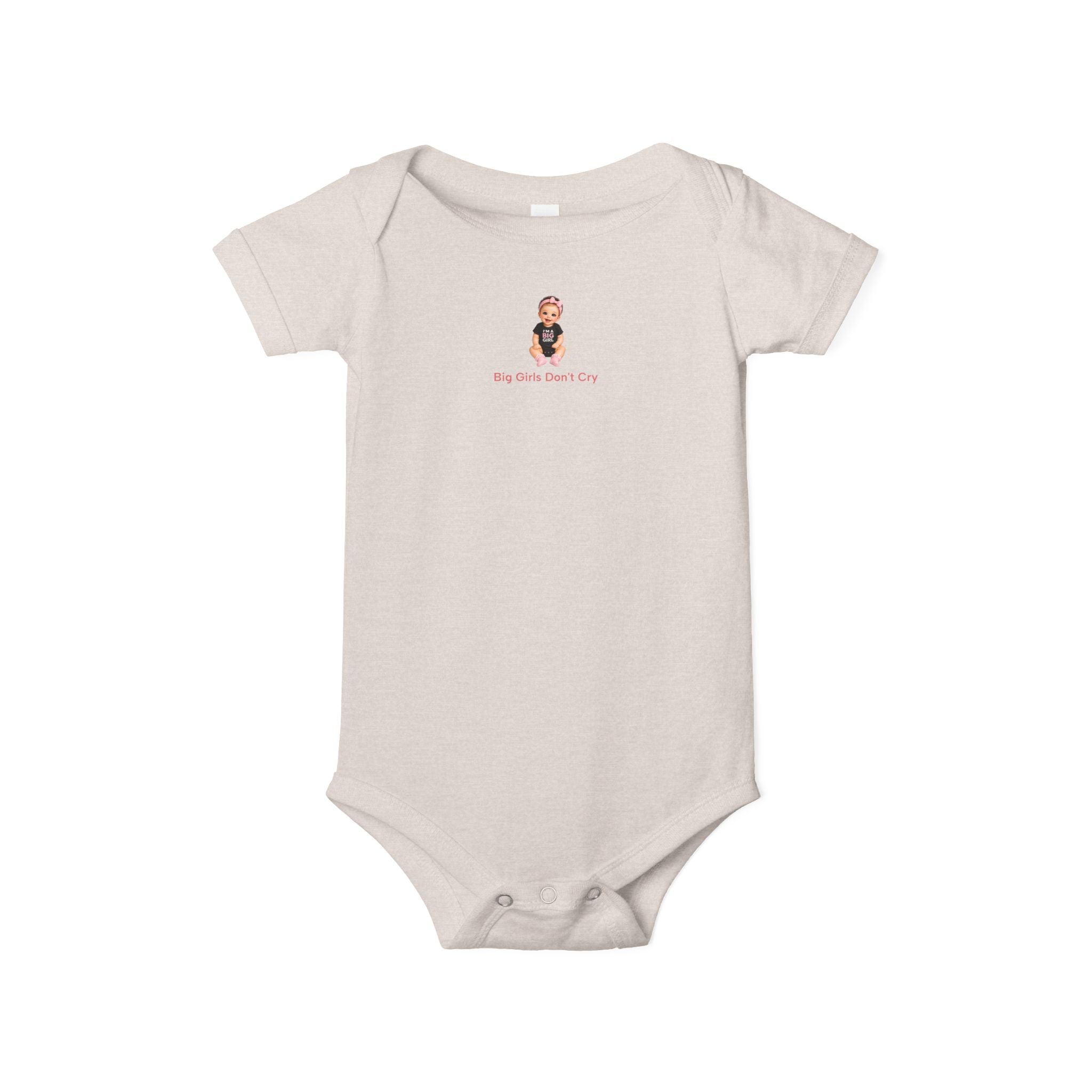Baby One-Piece Bodysuit — Cute Cartoon Baby with "Big Girls Don't Cry" Text