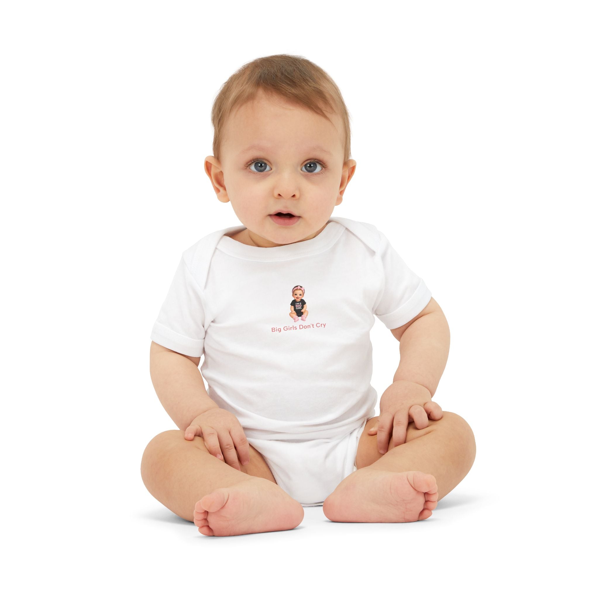 Baby One-Piece Bodysuit — Cute Cartoon Baby with "Big Girls Don't Cry" Text
