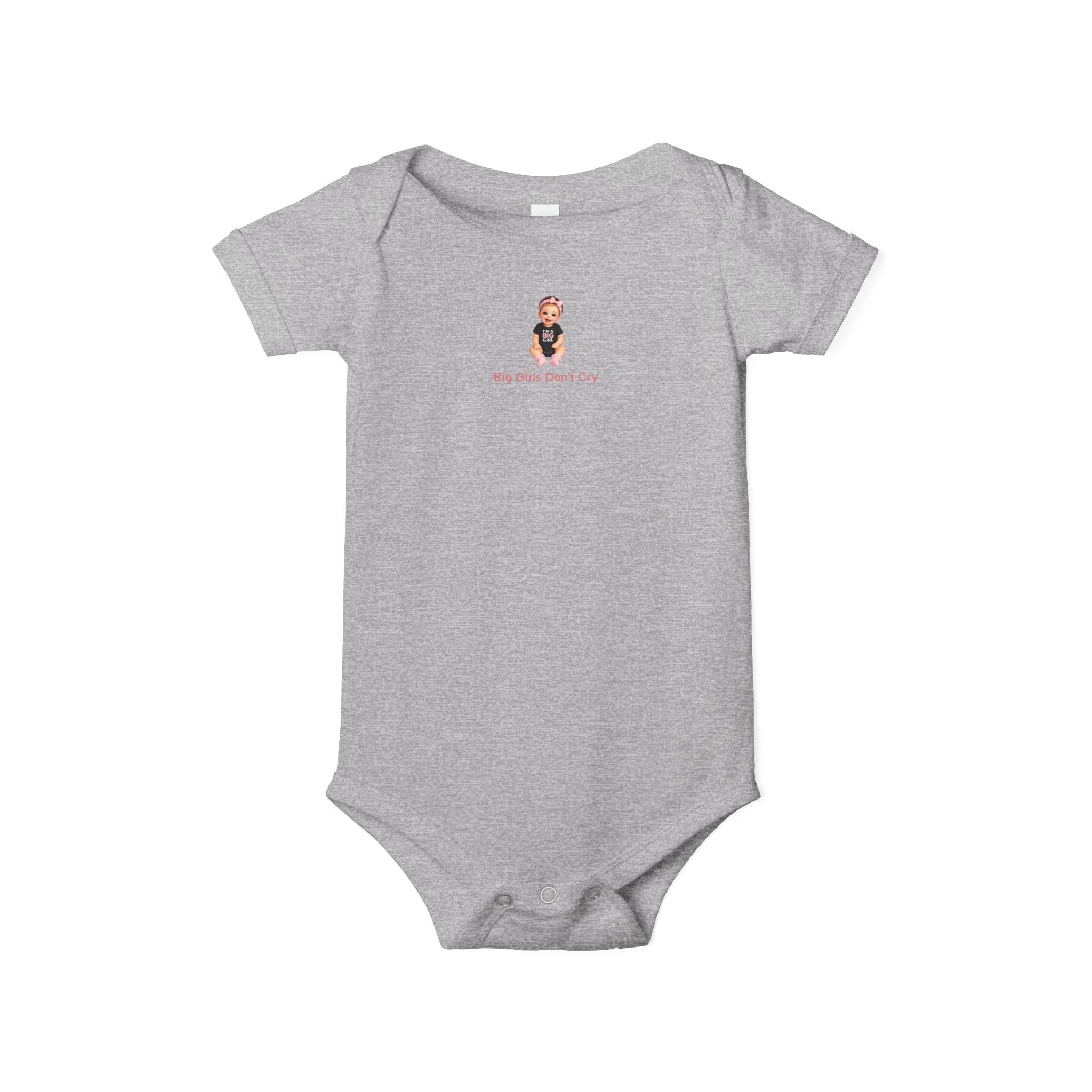 Baby One-Piece Bodysuit — Cute Cartoon Baby with "Big Girls Don't Cry" Text