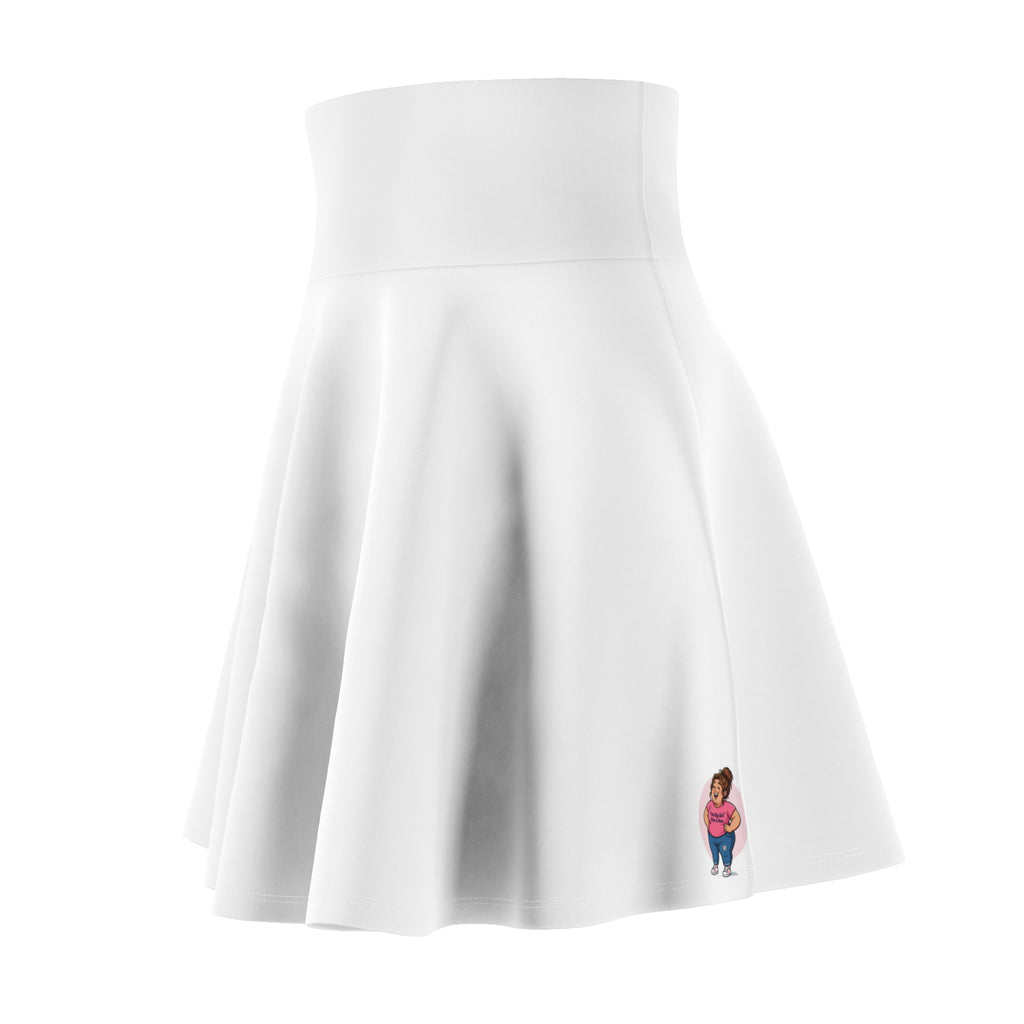 Cute Curvy Girl Graphic Skater Skirt — Playful Casual AOP Fashion
