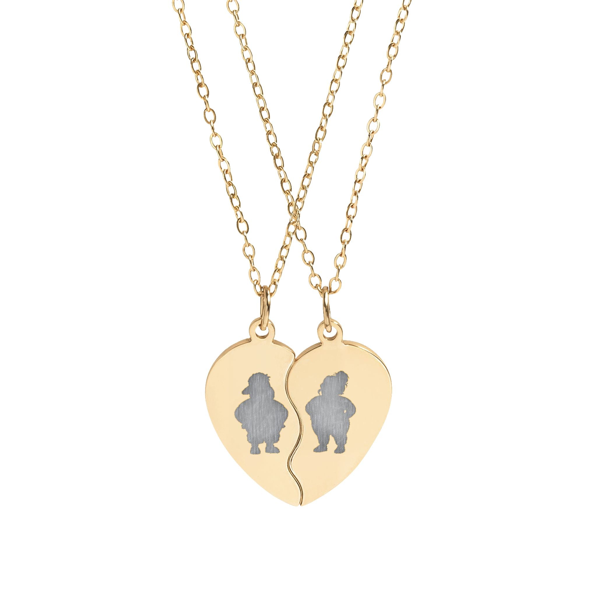 Break Apart Heart Necklace Set (Engraving)