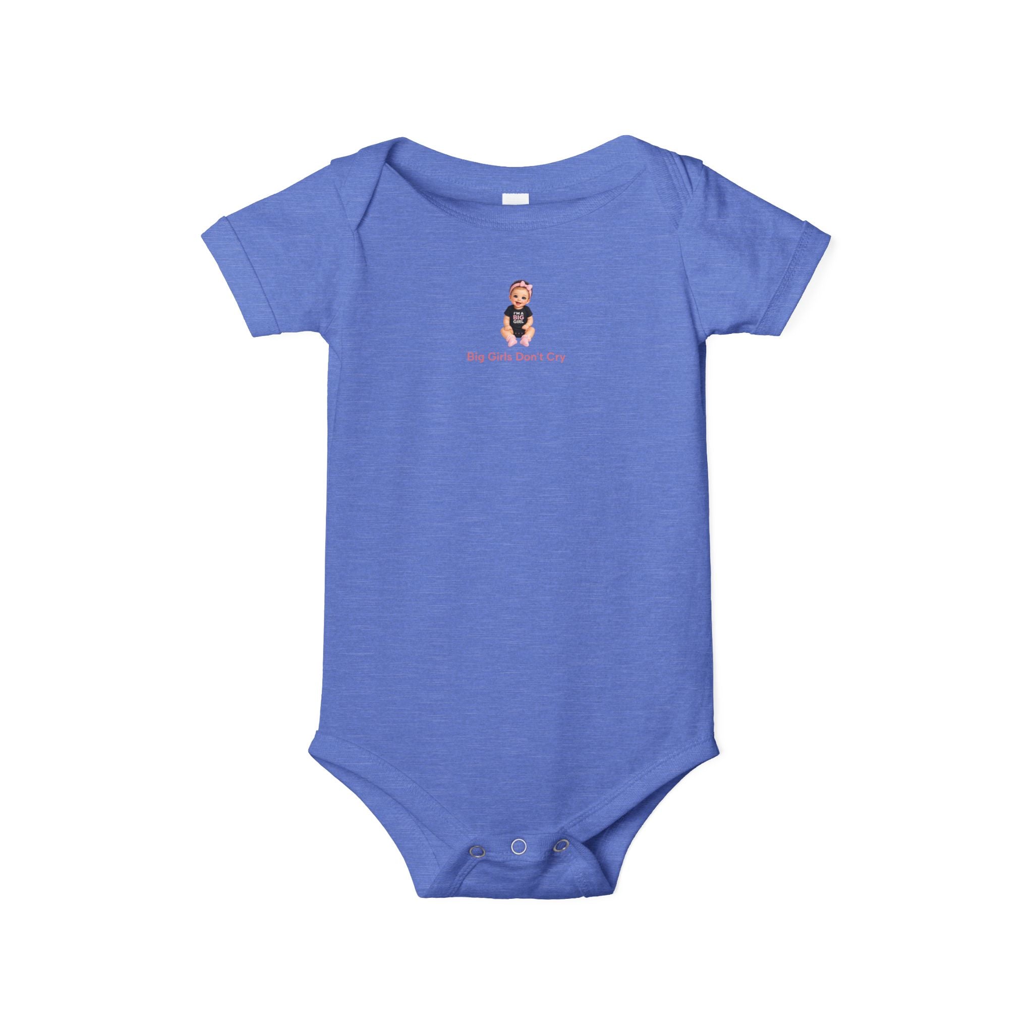Baby One-Piece Bodysuit — Cute Cartoon Baby with "Big Girls Don't Cry" Text