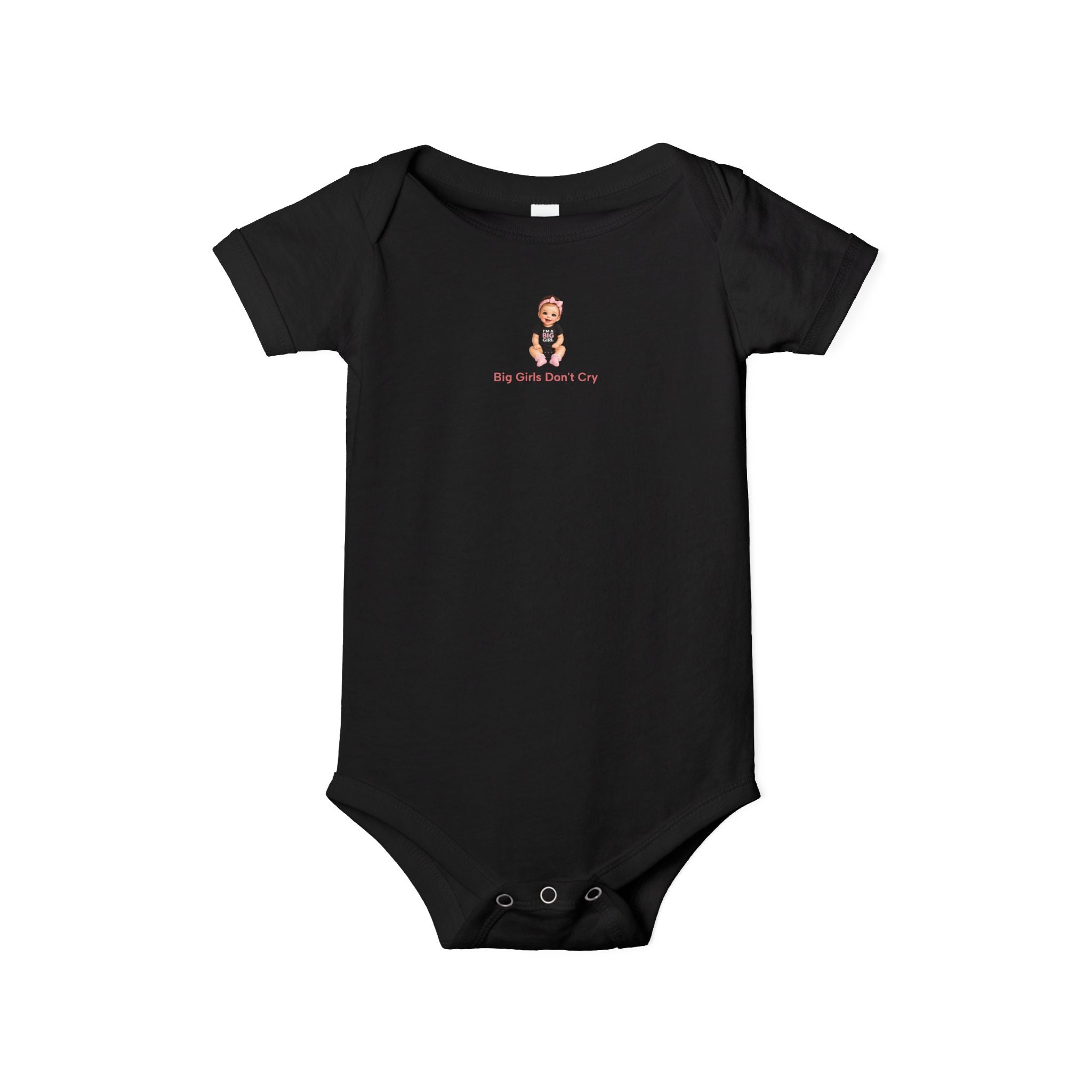Baby One-Piece Bodysuit — Cute Cartoon Baby with "Big Girls Don't Cry" Text