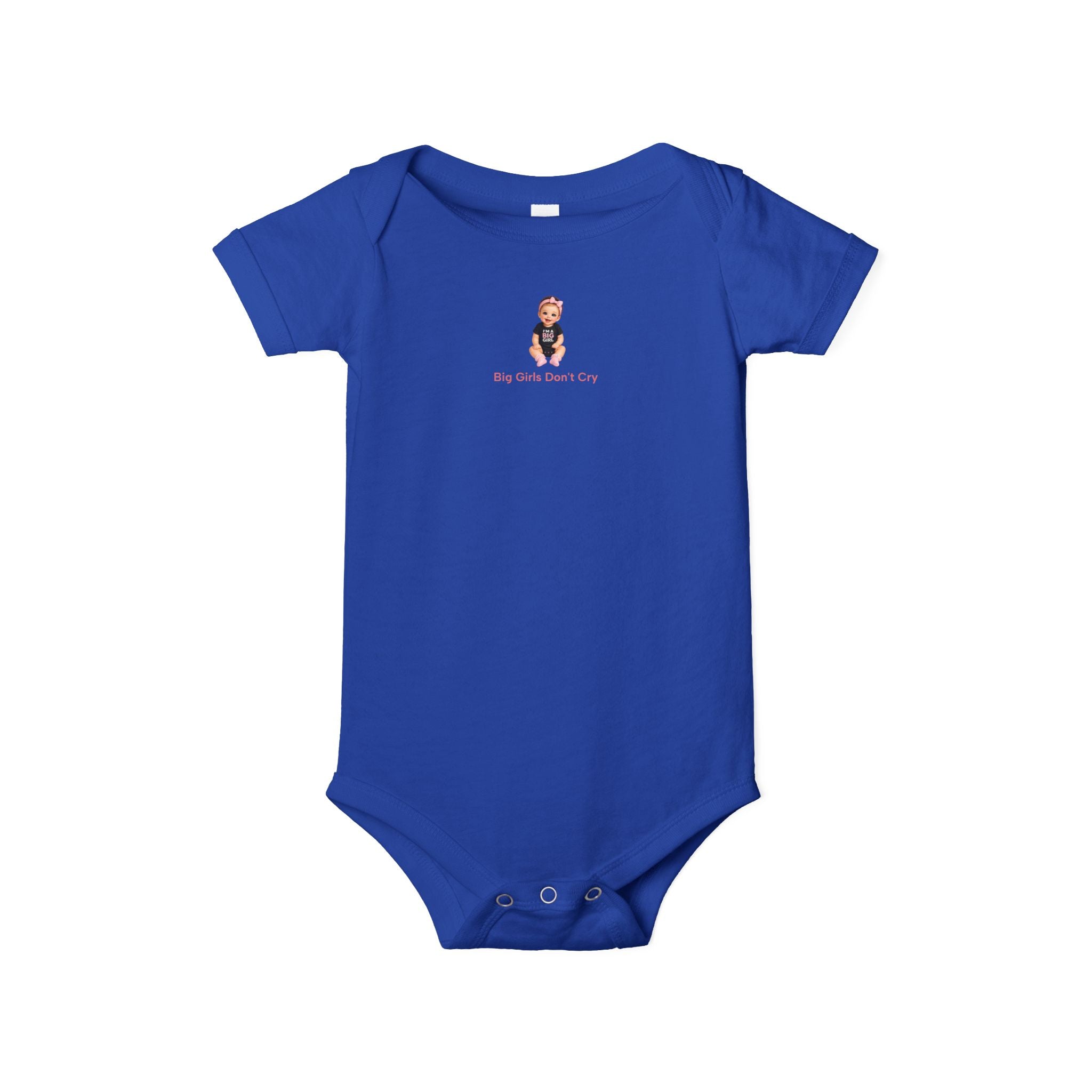 Baby One-Piece Bodysuit — Cute Cartoon Baby with "Big Girls Don't Cry" Text
