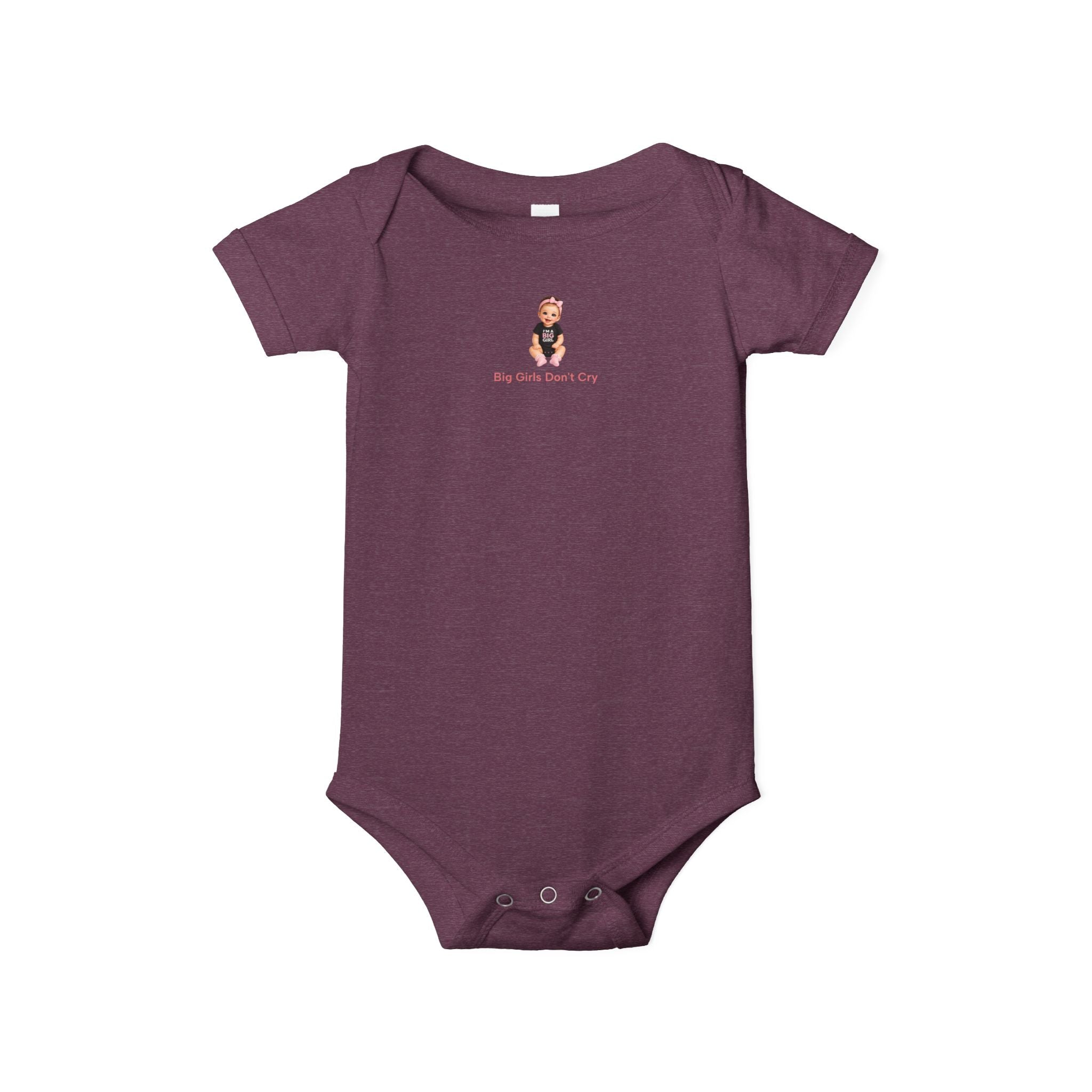Baby One-Piece Bodysuit — Cute Cartoon Baby with "Big Girls Don't Cry" Text