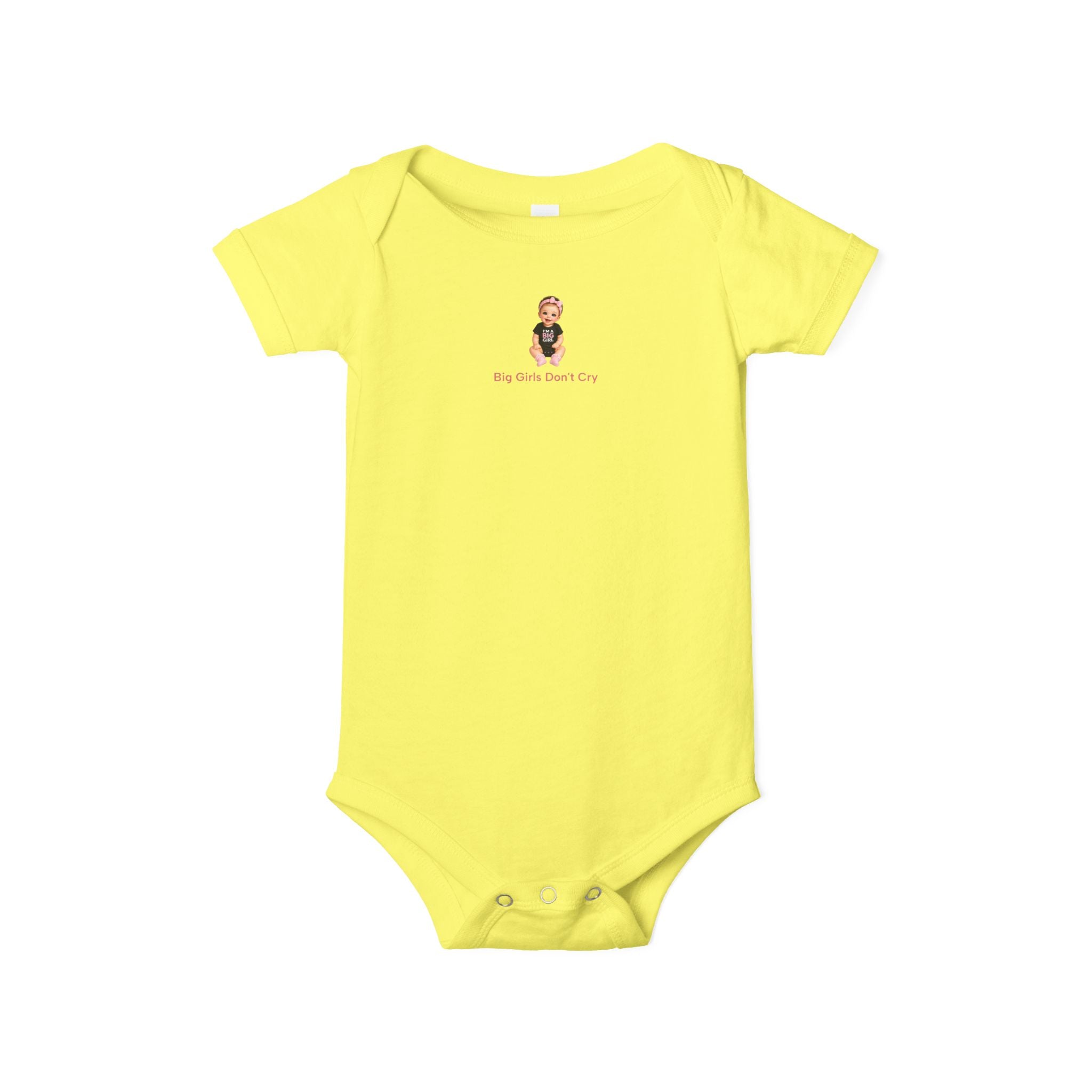 Baby One-Piece Bodysuit — Cute Cartoon Baby with "Big Girls Don't Cry" Text