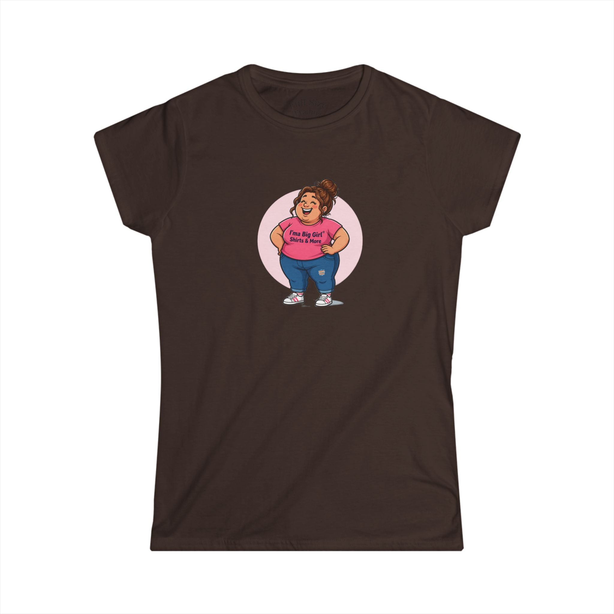 Women's Tee — Cute Plus-Size Character 'Love My Curves' Graphic Shirt