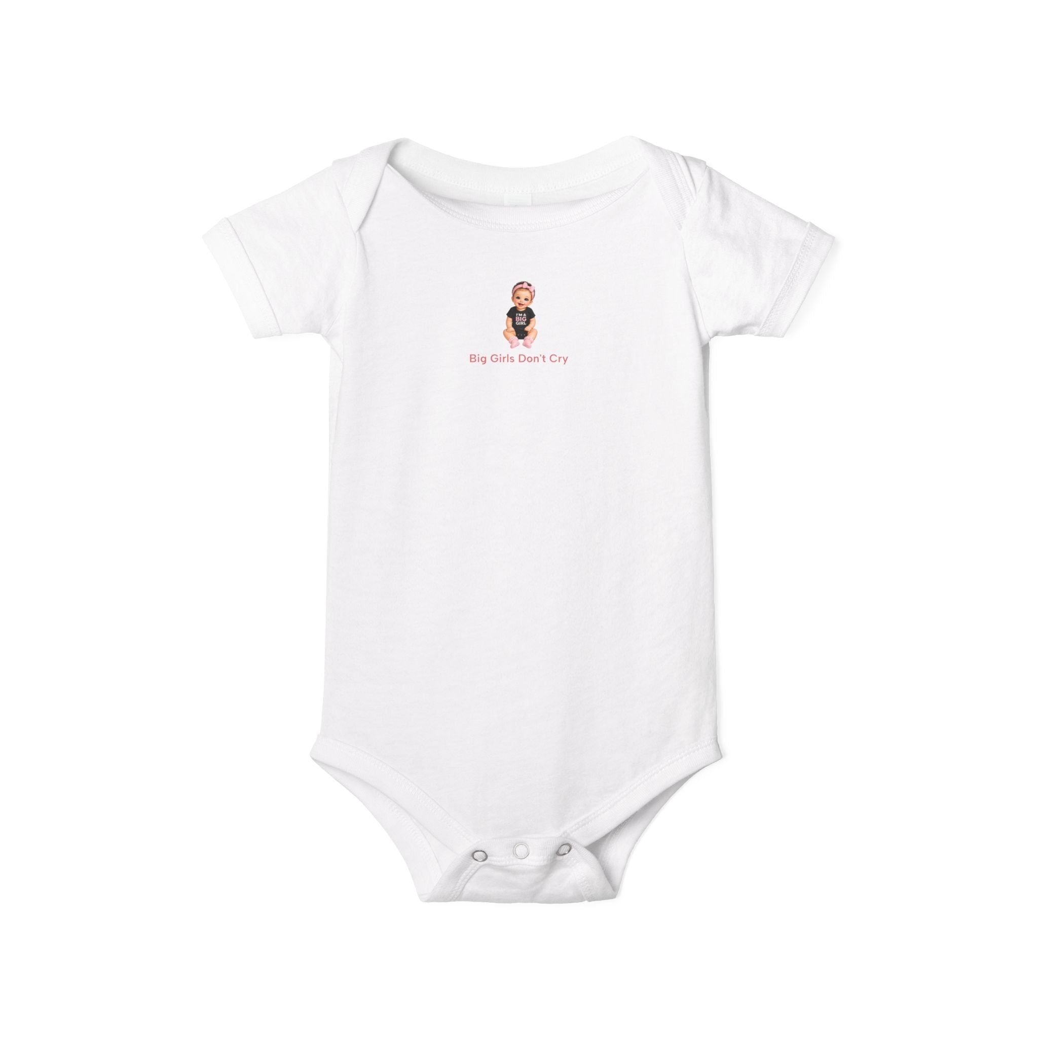 Baby One-Piece Bodysuit — Cute Cartoon Baby with "Big Girls Don't Cry" Text