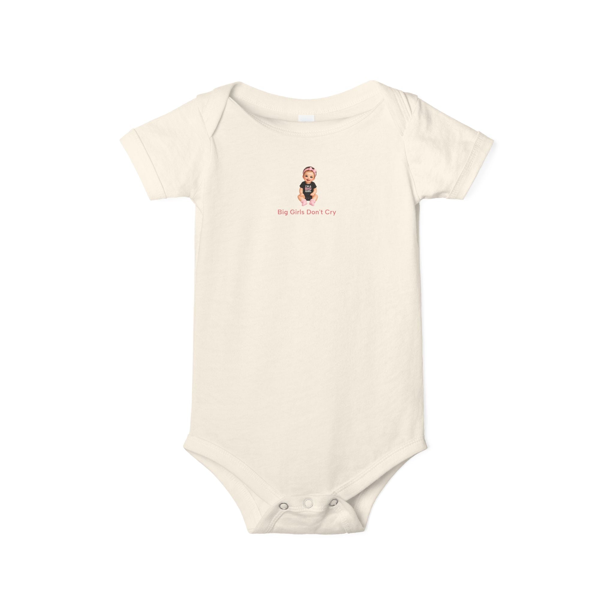 Baby One-Piece Bodysuit — Cute Cartoon Baby with "Big Girls Don't Cry" Text