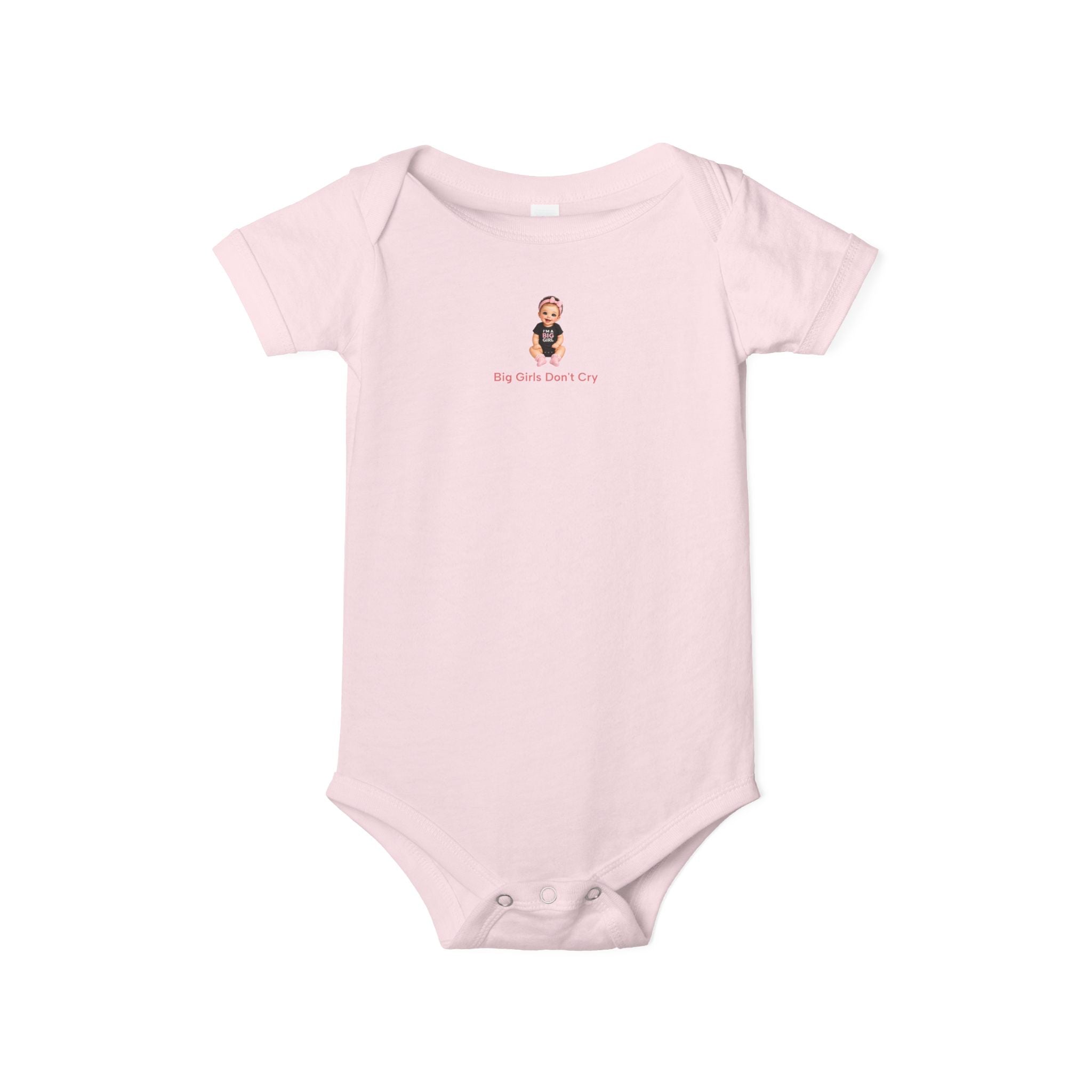 Baby One-Piece Bodysuit — Cute Cartoon Baby with "Big Girls Don't Cry" Text