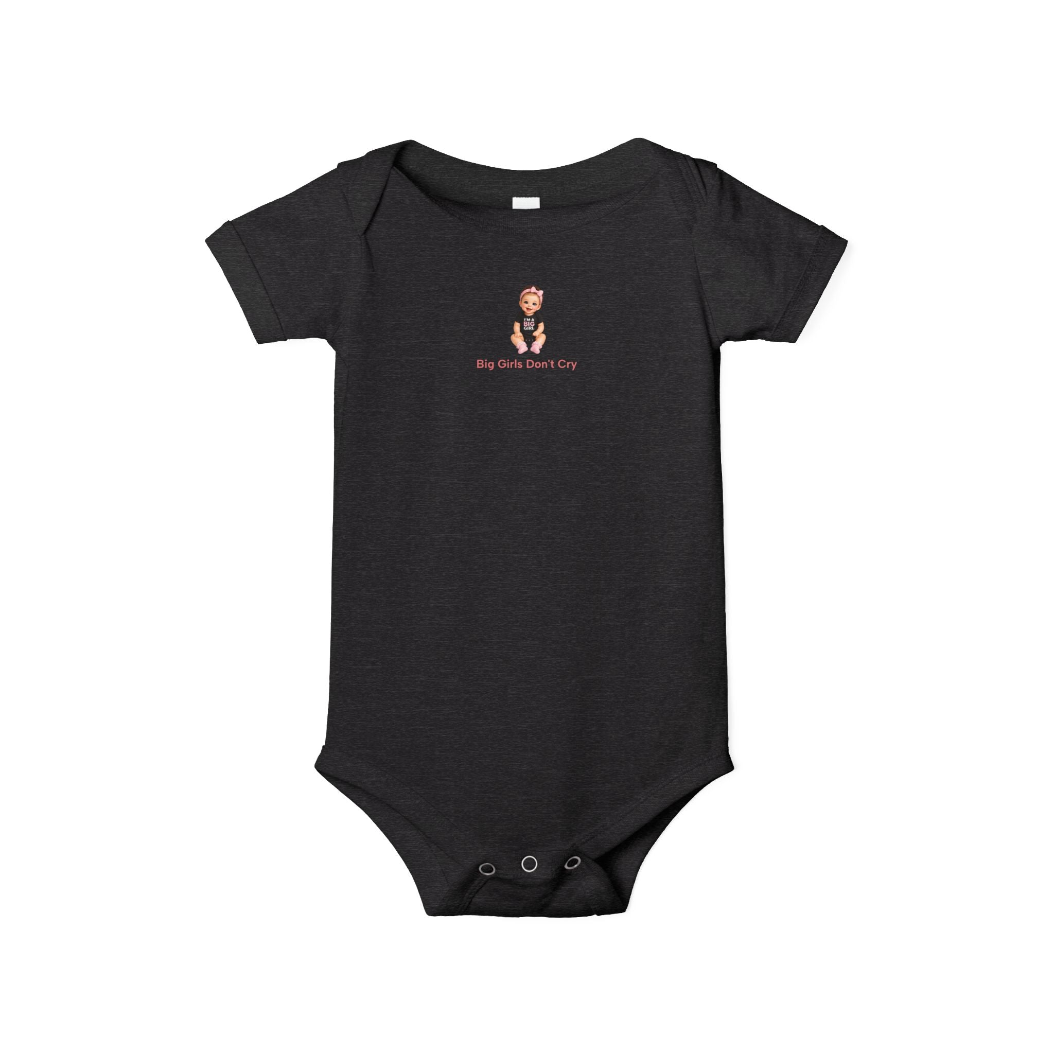 Baby One-Piece Bodysuit — Cute Cartoon Baby with "Big Girls Don't Cry" Text